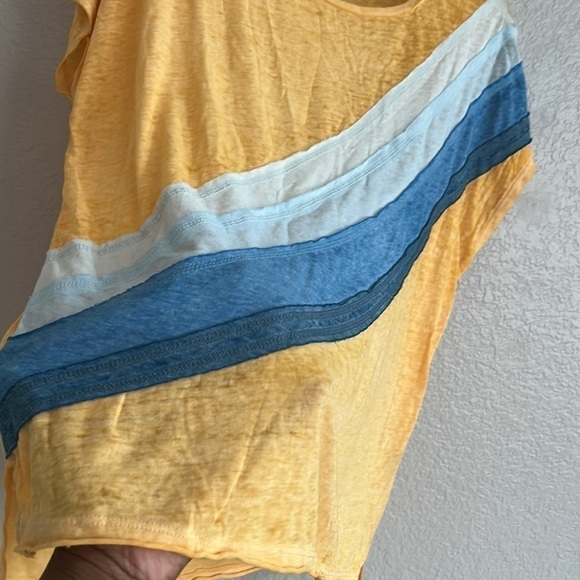 Vanilla Star Yellow Color Block Oversized Shirt Size Small - Picture 4 of 10